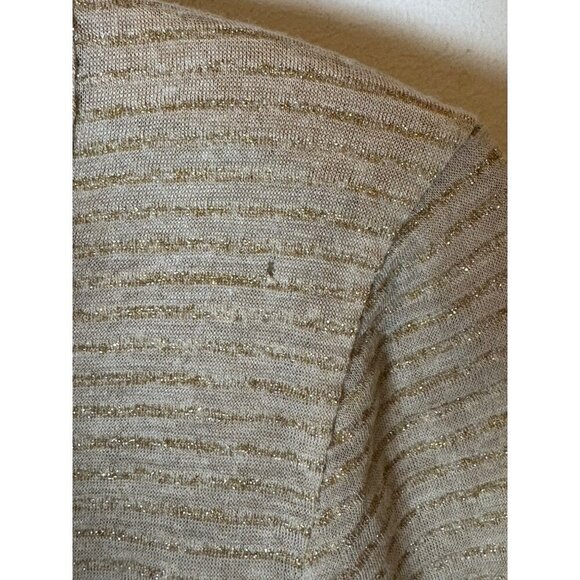 Zadig & Voltaire Shirt Women Medium Gold Metallic Striped Cecilia Henley Tee - Picture 10 of 12